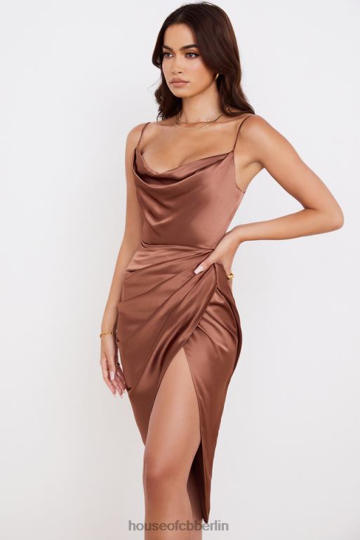 House of CB Reva-Balkonkorsettkleid aus Toffee-Satin Kleidung ZFD80535