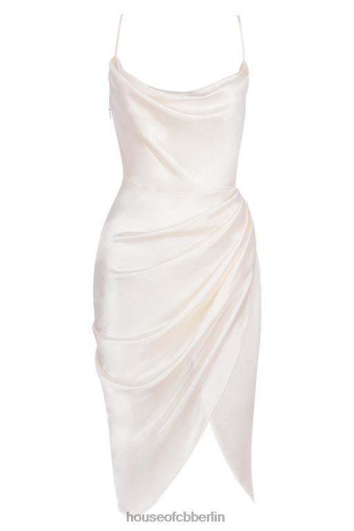 House of CB Reva elfenbeinfarbenes Satin-Balkonkorsettkleid Kleidung ZFD80621