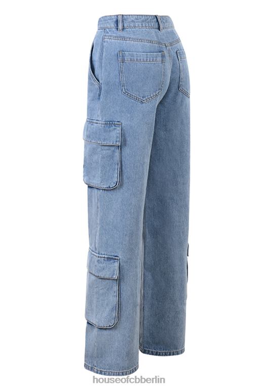 House of CB Ria-blau gewaschene Utility-Jeans Kleidung ZFD80639