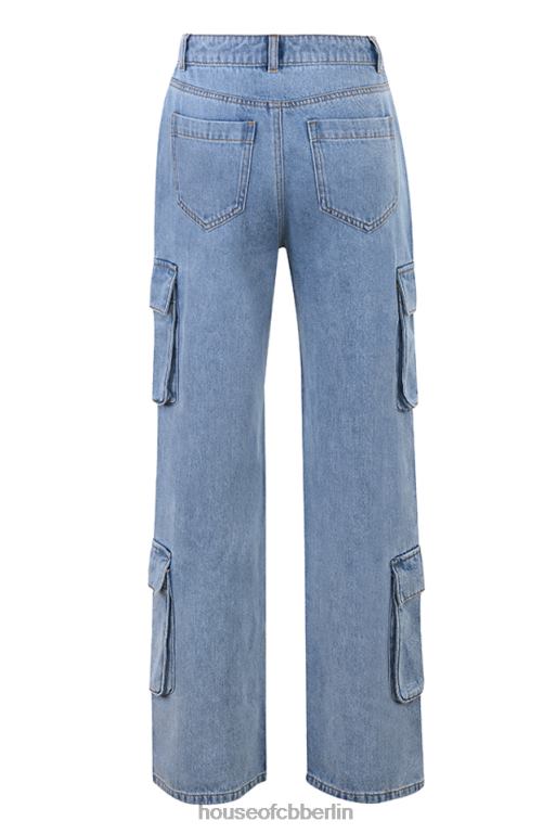 House of CB Ria-blau gewaschene Utility-Jeans Kleidung ZFD80639