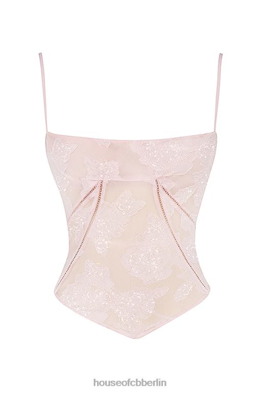 House of CB Rosafarbenes florales Spitzen-Camisole von Lisette Kleidung ZFD80704