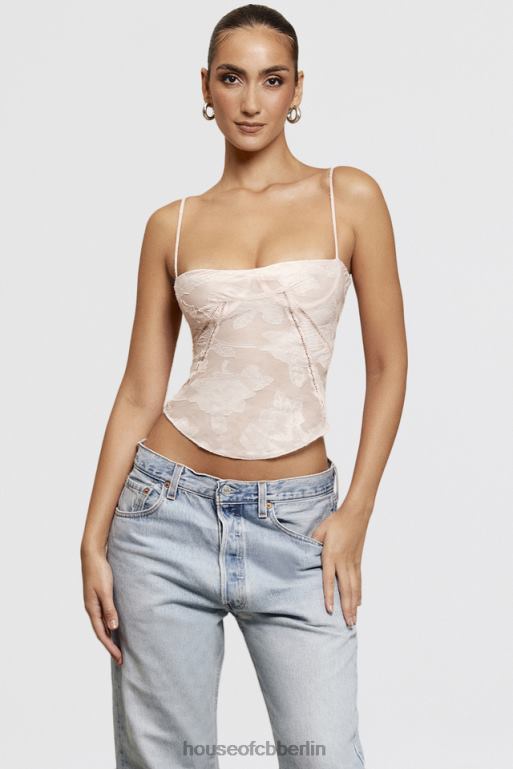 House of CB Rosafarbenes florales Spitzen-Camisole von Lisette Kleidung ZFD80704