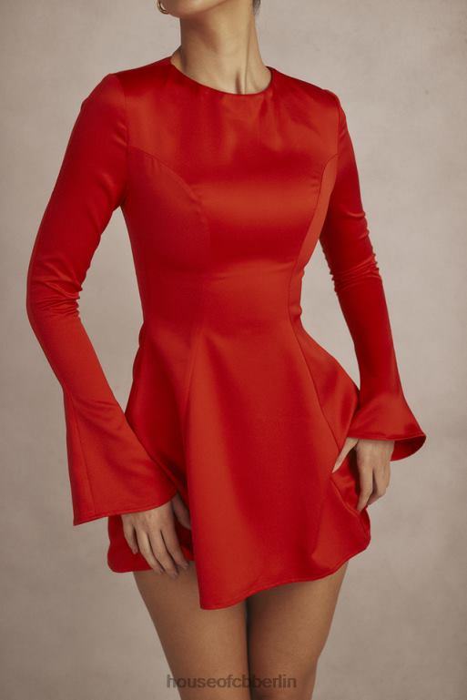 House of CB Sacha-rotes Satin-Minikleid Kleidung ZFD80352