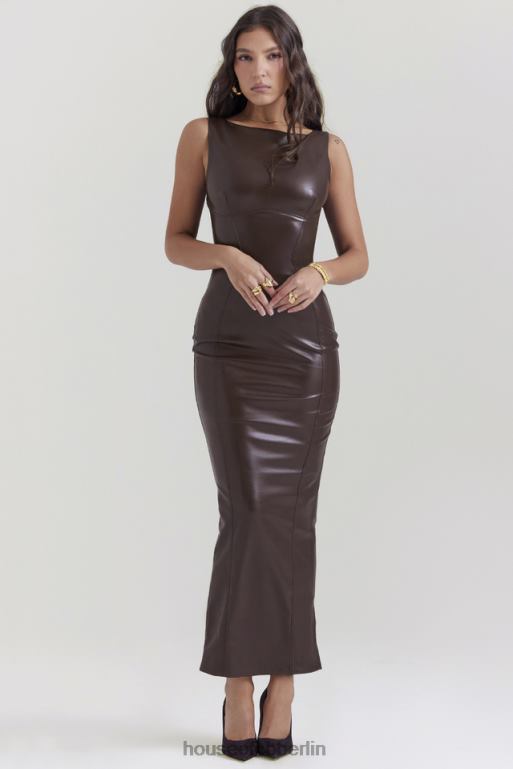 House of CB Sahara-Cacao-Maxikleid aus veganem Leder Kleidung ZFD80122