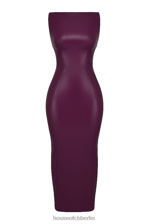 House of CB Sahara Merlot Maxikleid aus veganem Leder Kleidung ZFD80280