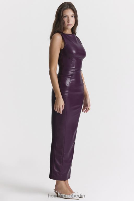 House of CB Sahara Merlot Maxikleid aus veganem Leder Kleidung ZFD80280