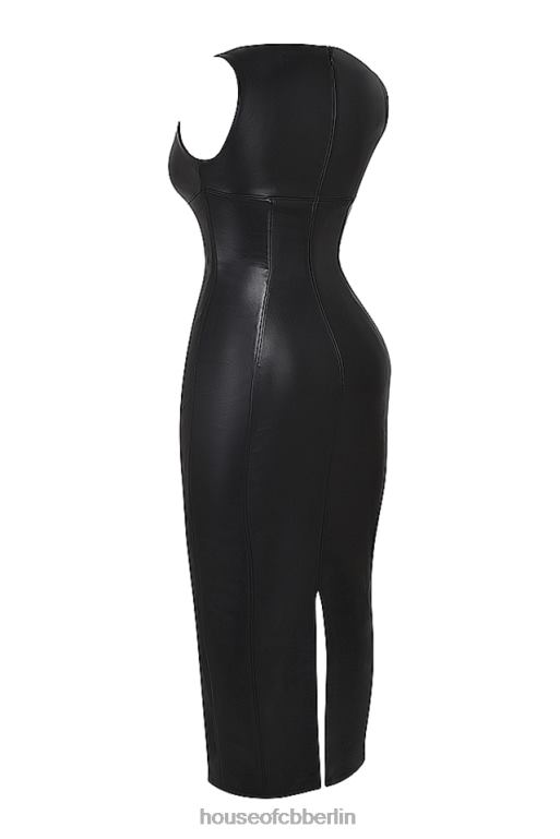 House of CB Sahara schwarzes Maxikleid aus veganem Leder Kleidung ZFD80166