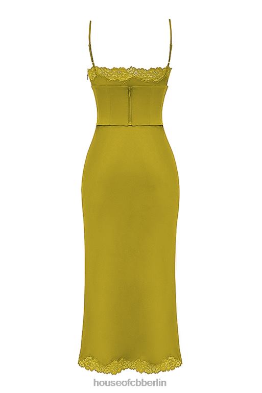 House of CB Salma Chartreuse-Satin-Slipkleid Kleidung ZFD80288