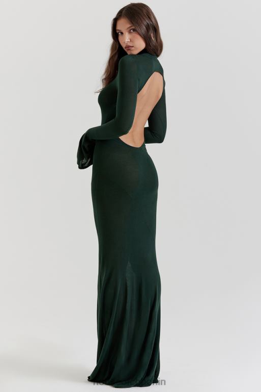 House of CB Sancha Forest Green Strick-Maxikleid Kleidung ZFD80114