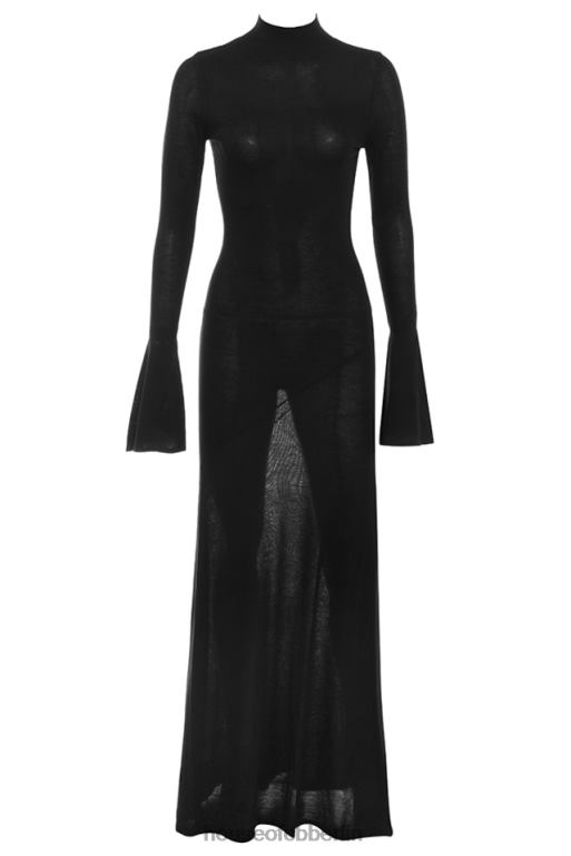 House of CB Sancha schwarzes Strick-Maxikleid Kleidung ZFD80141