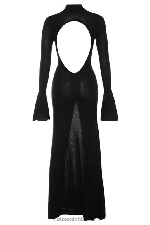 House of CB Sancha schwarzes Strick-Maxikleid Kleidung ZFD80141