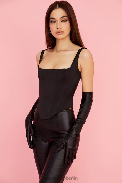 House of CB Schwarze opernlange Handschuhe aus veganem Leder von Margot Zubehör ZFD801249