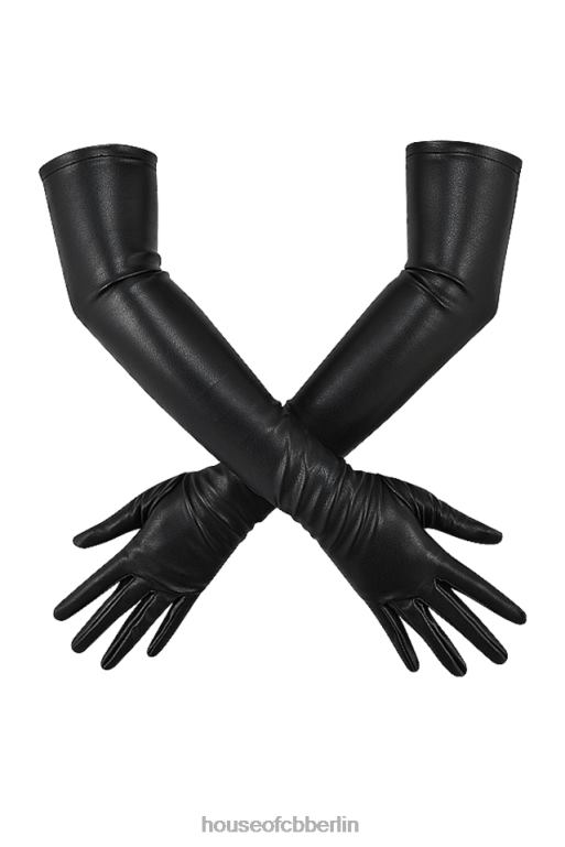 House of CB Schwarze opernlange Handschuhe aus veganem Leder von Margot Zubehör ZFD801249