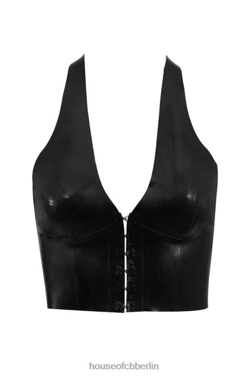 House of CB Schwarzes Latex-Neckholder-Top von Ariadne Kleidung ZFD80662