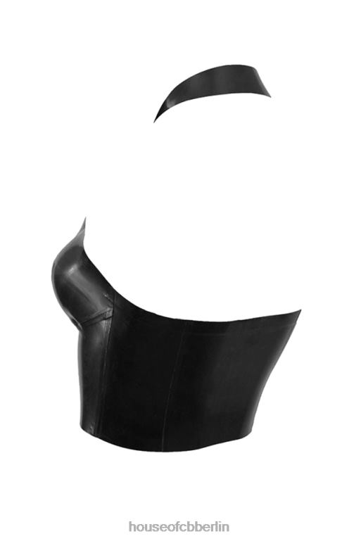 House of CB Schwarzes Latex-Neckholder-Top von Ariadne Kleidung ZFD80662