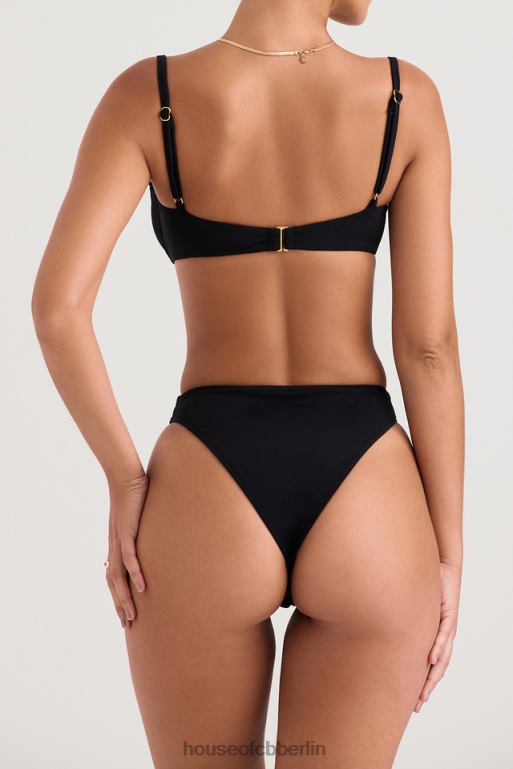 House of CB Schwarzes Mykonos-Bikiniunterteil mit hoher Taille Kleidung ZFD801234