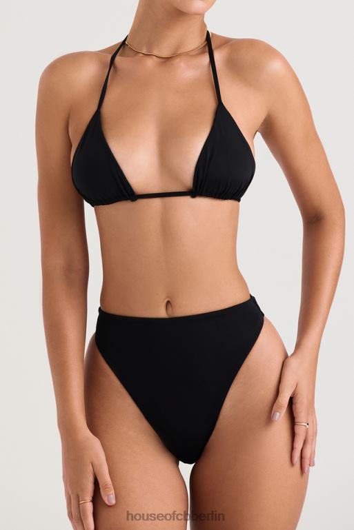 House of CB Schwarzes Mykonos-Bikiniunterteil mit hoher Taille Kleidung ZFD801234