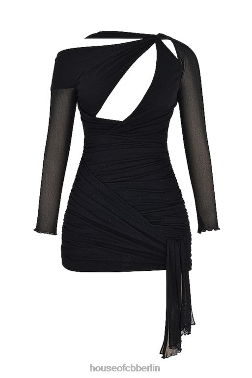 House of CB Schwarzes Weihnachtsmann-Minikleid mit Glitzerausschnitt Kleidung ZFD80343