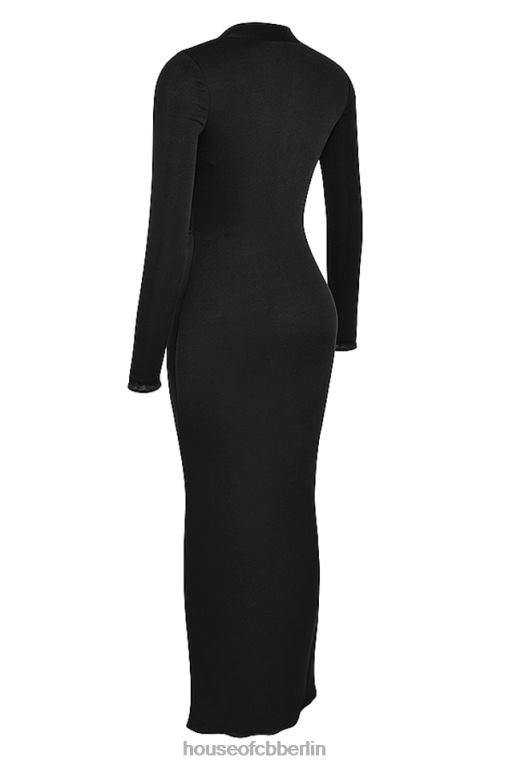 House of CB Schwarzes drapiertes Maxikleid von Saskia Kleidung ZFD80274