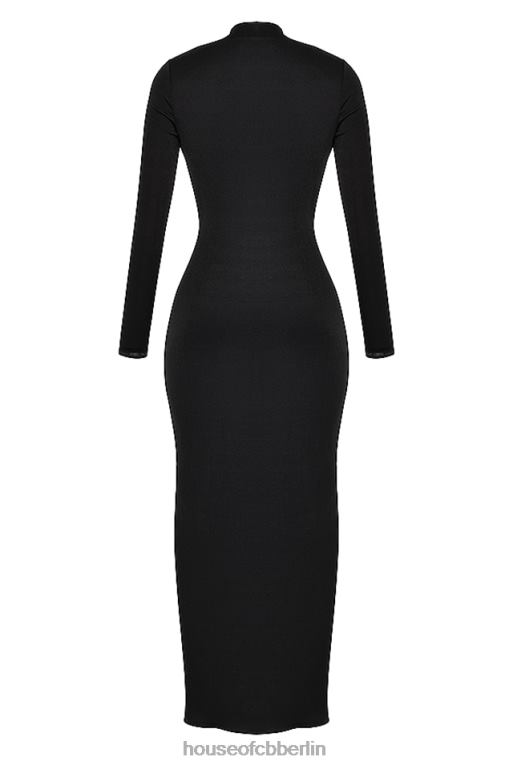 House of CB Schwarzes drapiertes Maxikleid von Saskia Kleidung ZFD80274