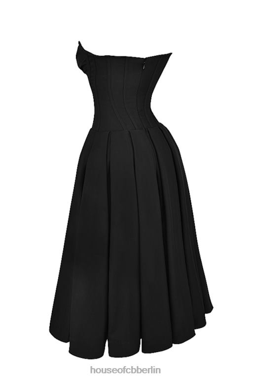 House of CB Schwarzes trägerloses Midikleid für Damen Kleidung ZFD80111