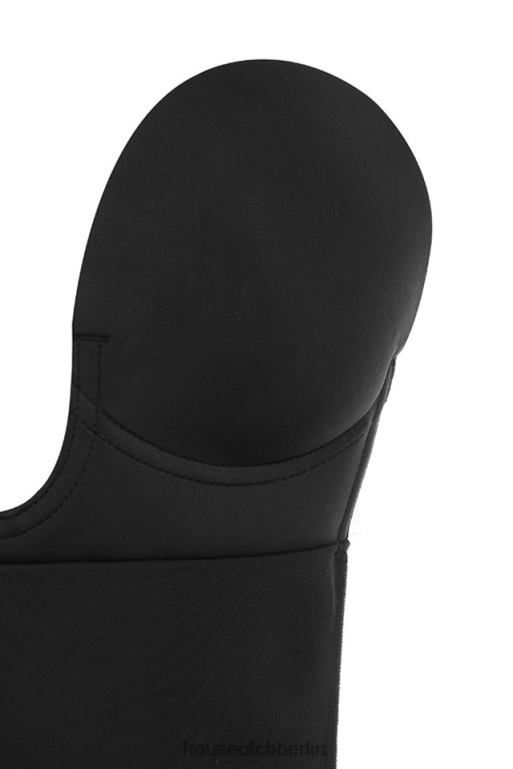 House of CB Selbstklebender rückenfreier Body mit tiefem Ausschnitt – Schwarz Kleidung ZFD801299