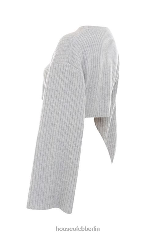 House of CB Shana Grey übergroßer kurz geschnittener Rippenpullover Kleidung ZFD80771