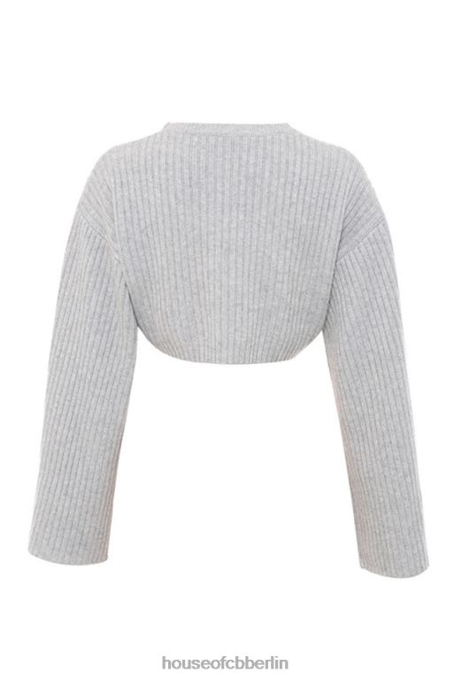 House of CB Shana Grey übergroßer kurz geschnittener Rippenpullover Kleidung ZFD80771