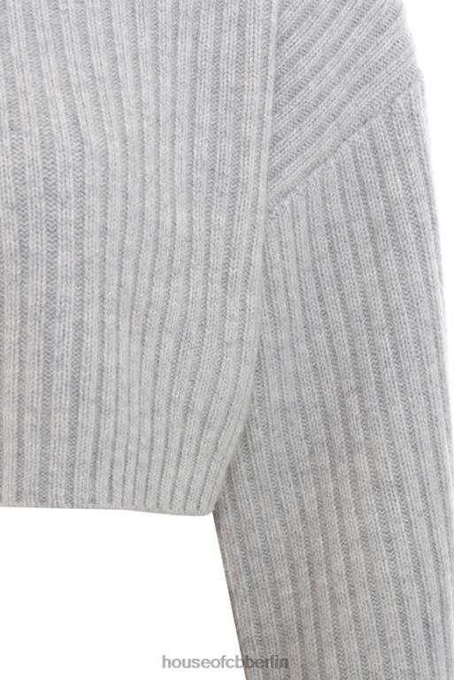 House of CB Shana Grey übergroßer kurz geschnittener Rippenpullover Kleidung ZFD80771