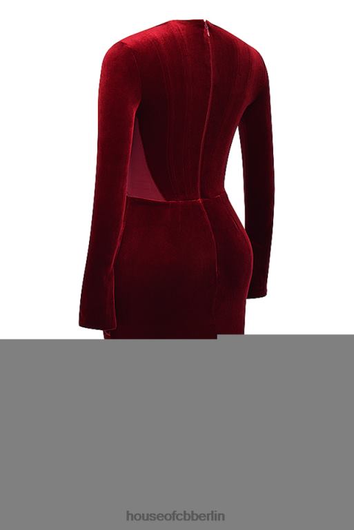 House of CB Solaine weinfarbenes Korsettkleid aus Samt Kleidung ZFD80338