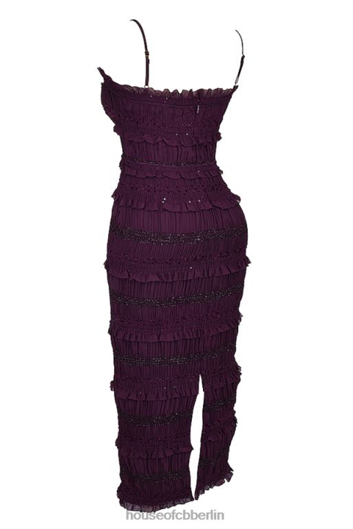 House of CB Solana Grape-Pailletten-Korsettkleid mit Falten Kleidung ZFD80121