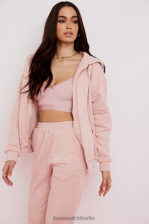 House of CB Storm Blush Blush Kapuzenpullover mit durchgehendem Reißverschluss Kleidung ZFD80766