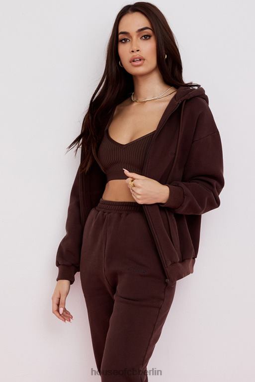 House of CB Storm Chocolate Kapuzenpullover mit durchgehendem Reißverschluss Kleidung ZFD80767