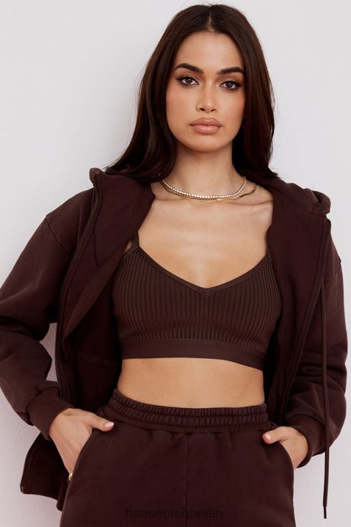 House of CB Storm Chocolate Kapuzenpullover mit durchgehendem Reißverschluss Kleidung ZFD80767