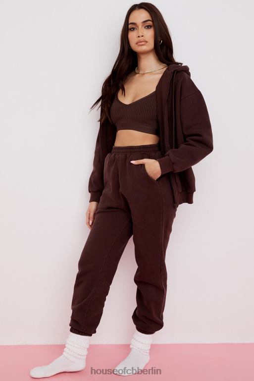 House of CB Storm Chocolate Kapuzenpullover mit durchgehendem Reißverschluss Kleidung ZFD80767