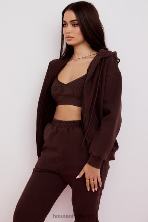 House of CB Storm Chocolate Kapuzenpullover mit durchgehendem Reißverschluss Kleidung ZFD80767