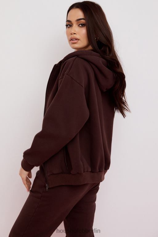 House of CB Storm Chocolate Kapuzenpullover mit durchgehendem Reißverschluss Kleidung ZFD80767