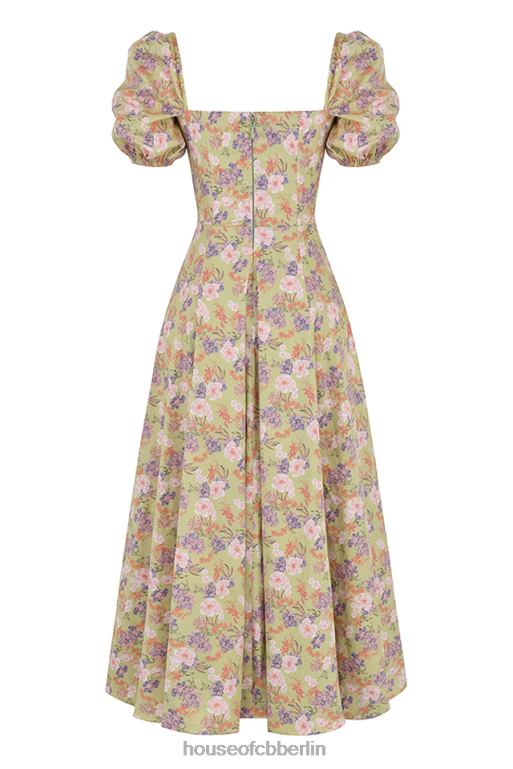 House of CB Tallulah Midi-Sommerkleid mit Pfingstrosen-Print und Puffärmeln Kleidung ZFD80428