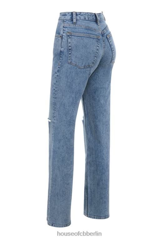 House of CB Tate Blue Vintage-Jeans mit antiker Waschung Kleidung ZFD80642