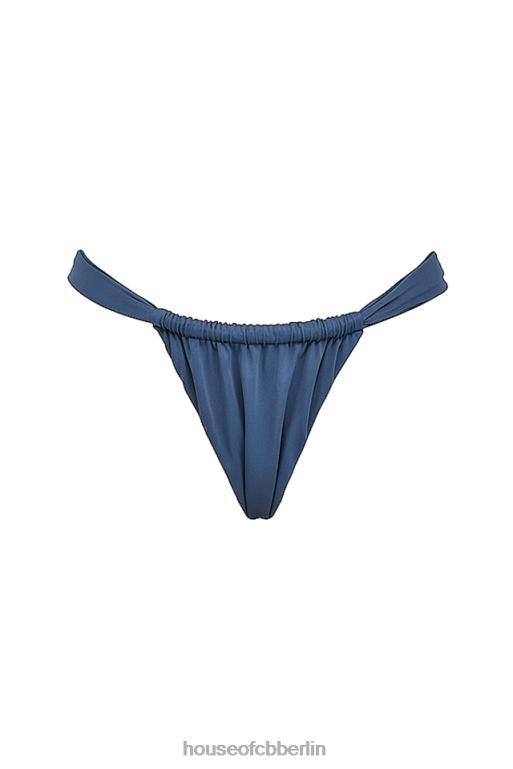 House of CB Tiefblaue geraffte Bikinihose mit hohem Beinausschnitt „athens“ Kleidung ZFD801176