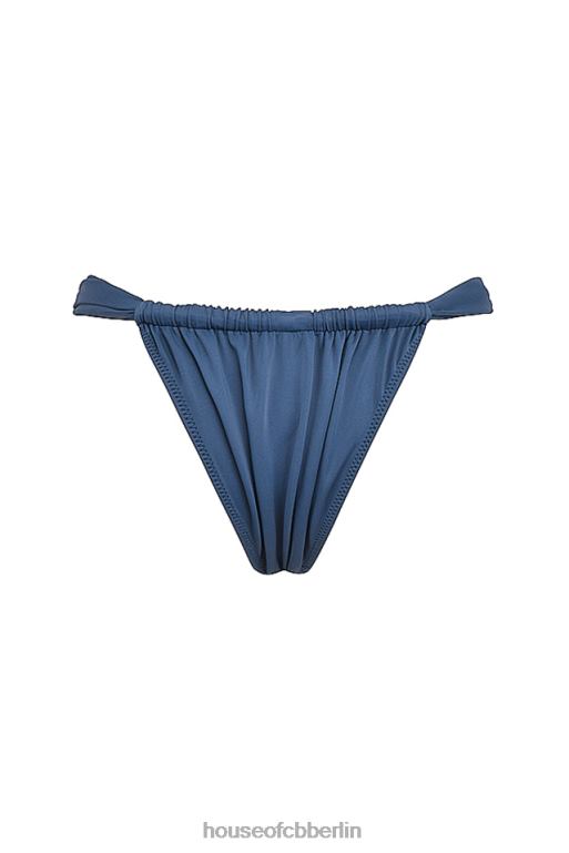 House of CB Tiefblaue geraffte Bikinihose mit hohem Beinausschnitt „athens“ Kleidung ZFD801176