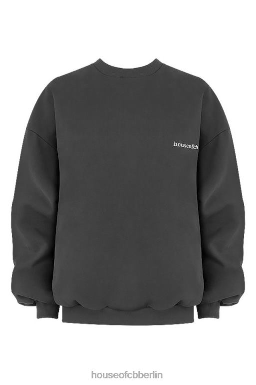 House of CB Tommy Charcoal übergroßes Sweatshirt mit Rundhalsausschnitt Kleidung ZFD80801