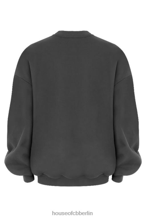 House of CB Tommy Charcoal übergroßes Sweatshirt mit Rundhalsausschnitt Kleidung ZFD80801