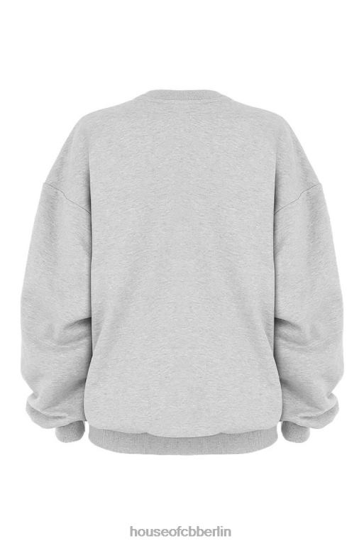 House of CB Tommy Grey übergroßes Rundhals-Sweatshirt Kleidung ZFD80803