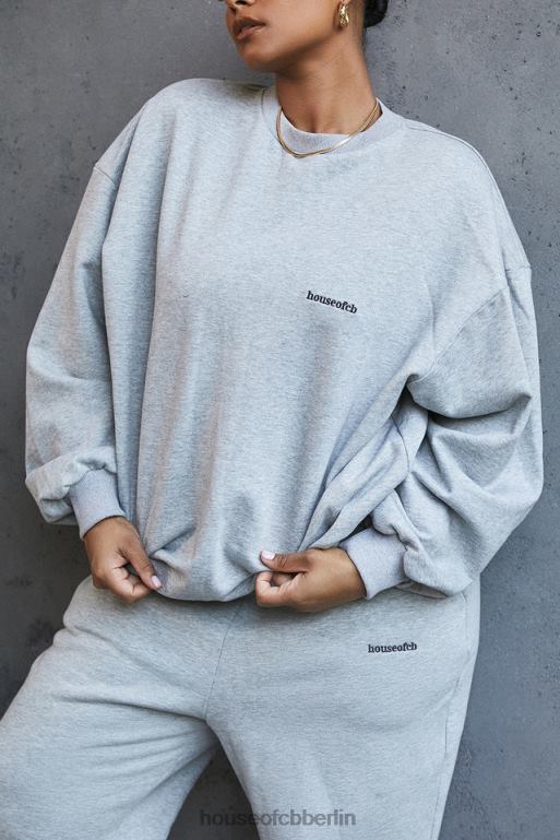 House of CB Tommy Grey übergroßes Rundhals-Sweatshirt Kleidung ZFD80803