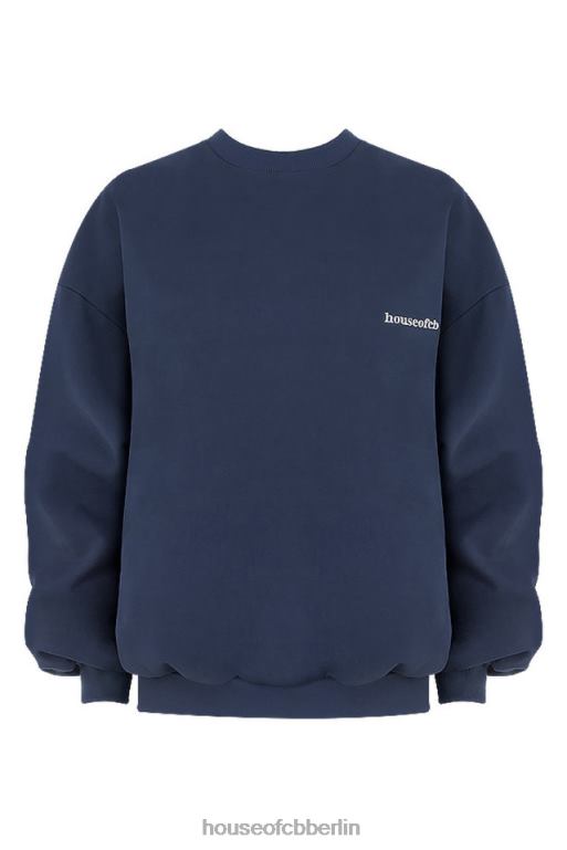 House of CB Tommy Navy übergroßes Rundhals-Sweatshirt Kleidung ZFD80800