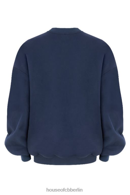 House of CB Tommy Navy übergroßes Rundhals-Sweatshirt Kleidung ZFD80800