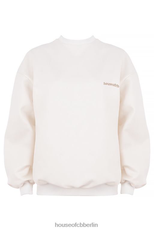 House of CB Tommy Off White übergroßes Sweatshirt mit Rundhalsausschnitt Kleidung ZFD80799