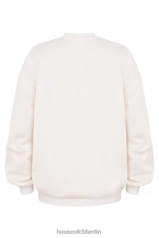 House of CB Tommy Off White übergroßes Sweatshirt mit Rundhalsausschnitt Kleidung ZFD80799