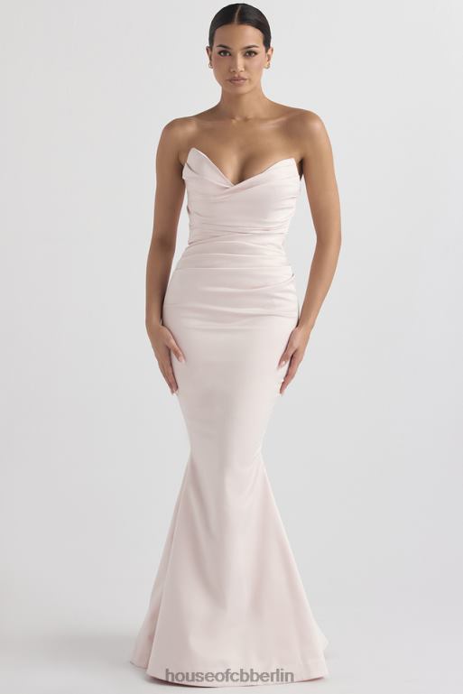 House of CB Trägerloses Kleid aus Satin in Fleur Blush Hochzeiten ZFD801146